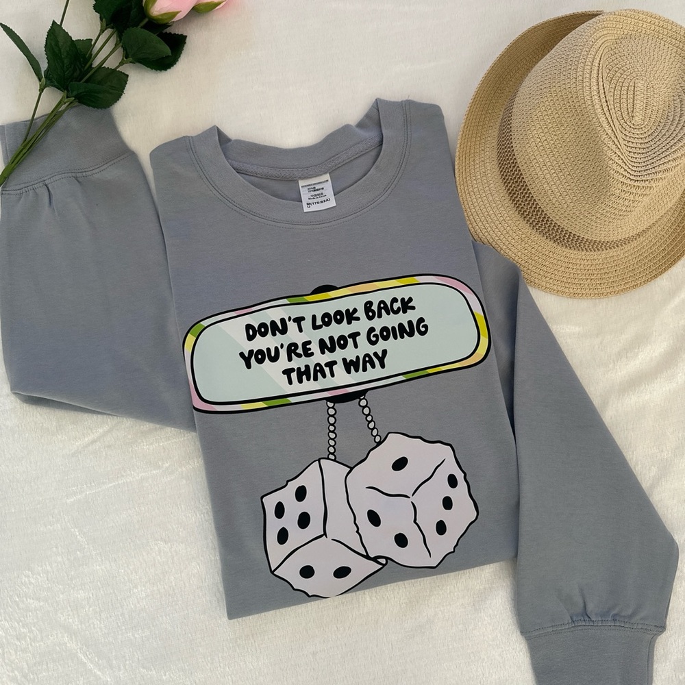 Don’t Look Back Quote With Dice Graphic Tee/sweatshirt For Unisex In Medium